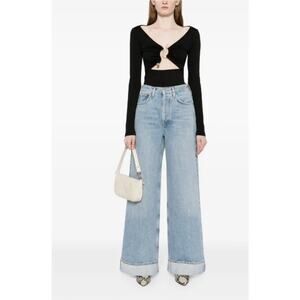 AGOLDE Dame high-rise wide-leg jeans Sz 27 Light wash Baggy Boho Chic Old money